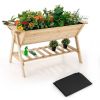 Farmhouse 2 Tier Large Outdoor Natural Wooden 5-ft Raised Garden Bed Planter Box