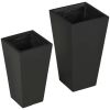 Set of 2 Modern Lightweight Black Outdoor Patio Flower Pot Tall Planter Box