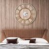 Natural Wood 16-inch Classic Farmhouse Roman Numerals Wall Clock