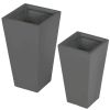 Set of 2 Modern Lightweight Outdoor Flower Pot Planters in Grey 22-in and 18-in