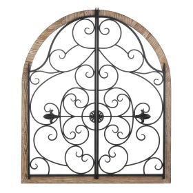 Rustic Arched Wood and Iron Wall Decor: Enhance Your Home with this Stylish Accent Piece