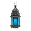 Stunning Blue Glass Candle Lantern - Perfect for Home Decor and Outdoor Events