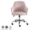 Accent chair Modern home office leisure chair with adjustable velvet height and adjustable casters (PINK)