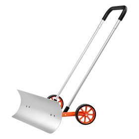 VEVOR Snow Shovel with Wheels, 30 inch Snow Shovel for Driveway, Metal Snow Shovel Pusher for Snow Removal