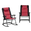 Outsunny 2 Piece Outdoor Patio Furniture Set with 2 Folding Padded Rocking Chairs, Bistro Style for Porch, Camping, Balcony, Red