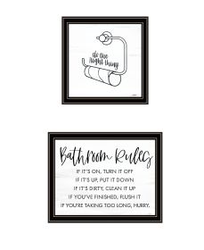 Trendy Decor 4U "Bathroom Rules" Framed Wall Art for Bathroom, Wall Art Print for Home Decor, Bathroom Wall Art by Imperfect Dust