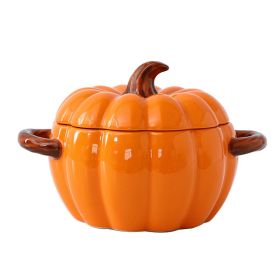 Dutch Oven Pot with Lid, Pumpkin Pottery Dessert Saucepan, Mini Baking Dish Cute Pumpkin Bowl, Covered Dutch Oven Ceramic Stockpot