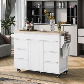 Store Kitchen Cart with Rubber Wood Countertop