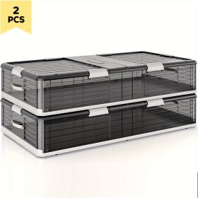 2pcs Under Bed Storage Containers, Stackable Underbed Drawer Organizer Plastic Bins with Lids