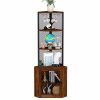 Corner Shelf with Doors, 65" Corner Cabinet & Wine Glass Rack, 6 Tier Bookshelf Display, Freestanding Corner Storage Stand for Kitchen, Living Room