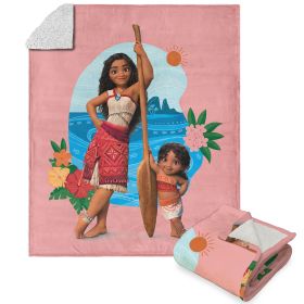 Disney Moana 2 Powerful Stance Silk Touch Sherpa Throw Blanket 50X60 Inches