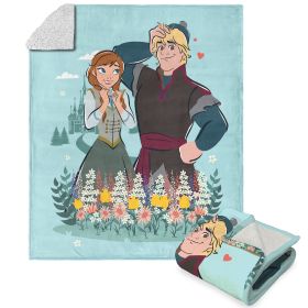 Disney Frozen Budding Romance Silk Touch Sherpa Throw Blanket 50X60 Inches