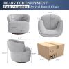 wivel Barrel Chair, Fully Assembled Accent Lounge Sofa with 360-Degree Base, Oversized Upholstered Reading Chair-Gray