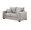 Classic Living Room 2pc Sofa Set Ivory Corduroy Sofa And Loveseat w Pillows Square Arms Plush Couch