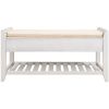 Shoe Rack with Cushioned Seat and Drawers, Multipurpose Entryway Storage Bench (White)