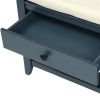 Shoe Rack with Cushioned Seat and Drawers, Multipurpose Entryway Storage Bench (Antique Navy)