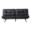 Futon Sofa Bed with Adjustable Backrests Sleeper Couch with Adjustable Armrests Convertible Sofa Couch Bed for Small Space Apartment Living Room Black