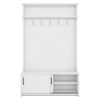 Hall Tree with Storage Bench, Entryway Bench with Drawer and 5 Hooks, Coat Rack with Display Shelf for Hallway Entryways, White