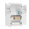 Elegant Bathroom Floor Storage Cabinet, Bathroom Storage Unit, Freestanding Cabinet with 4 Doors, Adjustable Shelves, Adaptable Shelves, White