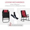 Outsunny 2 Piece Outdoor Patio Furniture Set with 2 Folding Padded Rocking Chairs, Bistro Style for Porch, Camping, Balcony, Red