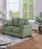 Classic Living Room 2pc Sofa Set Sage Color Corduroy Sofa Loveseat w Pillows Square Arms Plush Couch