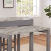 Light Gray Counter Height Table w NESTED TABLE Dining Room Furniture Faux Marble Top Table