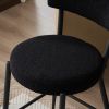 Set of 2 modern teddy fabric upholstered bar stools - Metal base high stool - Suitable for kitchen