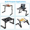 Foldable Laptop Table Bed Notebook Desk with Mouse Board Aluminum Alloy Breakfast Snacking Tray for Home Office Travel Use