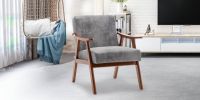 Mid-Century Modern Chair, Living Room Chair with Solid Wood Frame, Accent Chair Extra-Thick Backrest, Wingback Chair for Bedroom, Reading Room