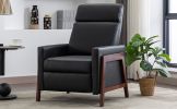 Wood-Framed PU Leather Recliner Chair Adjustable Home Theater Seating with Thick Seat Cushion and Backrest Modern Living Room Recliners