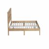 Queen Size Rubber Wooden, Solid Wooden Bed with Rattan Headboard, Enhanced by Support Feet