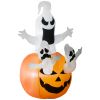 HOMCOM 6' Halloween Inflatables Outdoor Decorations Jack-O-Lantern Pumpkin and Ghosts , Blow Up LED Yard Decor for Garden, Lawn, Party, Holiday