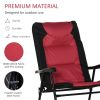 Outsunny 2 Piece Outdoor Patio Furniture Set with 2 Folding Padded Rocking Chairs, Bistro Style for Porch, Camping, Balcony, Red