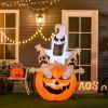 HOMCOM 6' Halloween Inflatables Outdoor Decorations Jack-O-Lantern Pumpkin and Ghosts , Blow Up LED Yard Decor for Garden, Lawn, Party, Holiday