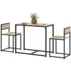 HOMCOM 3-Piece Industrial Dining Table Set for 2, Kitchen Table and Chairs, Dining Room Sets for Small Spaces, Oak