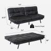 Futon Sofa Bed with Adjustable Backrests Sleeper Couch with Adjustable Armrests Convertible Sofa Couch Bed for Small Space Apartment Living Room Black