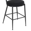 Set of 2 modern teddy fabric upholstered bar stools - Metal base high stool - Suitable for kitchen