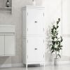 Elegant Bathroom Floor Storage Cabinet, Bathroom Storage Unit, Freestanding Cabinet with 4 Doors, Adjustable Shelves, Adaptable Shelves, White