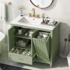 36" Bathroom Vanity with Sink, One Cabinet with Two doors and One Big Drawer and One Flip Drawer, Solid Wood and MDF Board, Green