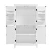 Elegant Bathroom Floor Storage Cabinet, Bathroom Storage Unit, Freestanding Cabinet with 4 Doors, Adjustable Shelves, Adaptable Shelves, White