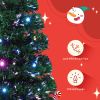 Pre-lit Optical Fiber Christmas Artificial Tree 4-Piece Set, Christmas Garland, Wreath and set of 2 Entrance Trees with Colorful Lights