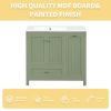 36" Bathroom Vanity with Sink, One Cabinet with Two doors and One Big Drawer and One Flip Drawer, Solid Wood and MDF Board, Green