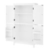 Elegant Bathroom Floor Storage Cabinet, Bathroom Storage Unit, Freestanding Cabinet with 4 Doors, Adjustable Shelves, Adaptable Shelves, White