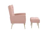 Modern Accent Chair with Ottoman, Comfy Armchair for Living Room, Bedroom, Apartment, Office (Pink)