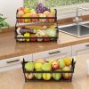 3 Tier Fruit Basket Bowl Farmhouse with Side hooks for Kitchen Countertop