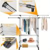 With Wheels Extendable Double Rod Clothing Rack For Hanging Clothes, Rolling Clothes Organizer On Lockable Wheels Mobile Hold