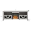 Industrial Farmhouse Metal Mesh Drop-Down X-Door 70" Fireplace TV Stand for 80" TVs - Stone Grey