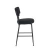 Set of 2 modern teddy fabric upholstered bar stools - Metal base high stool - Suitable for kitchen