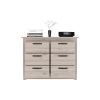 Becca 6 Drawer Double Dresser , Four Legs, Metal Hardware -Light Gray