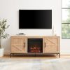 Modern Farmhouse Barn Door Fireplace TV Stand for TVs up to 65 inches ‚Äì Coastal Oak